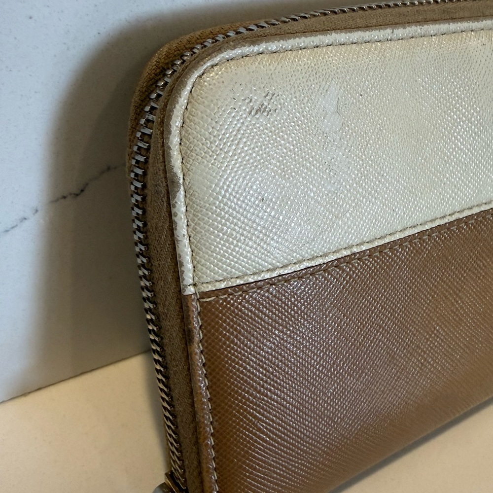 Used Prada Saffiano Leather Zip-Around Long Color Block Wallet - Picture 14 of 16